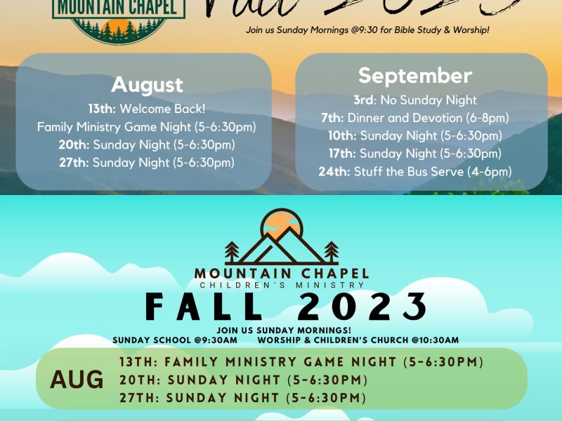 Youth and Children’s Ministry Fall Calendars!